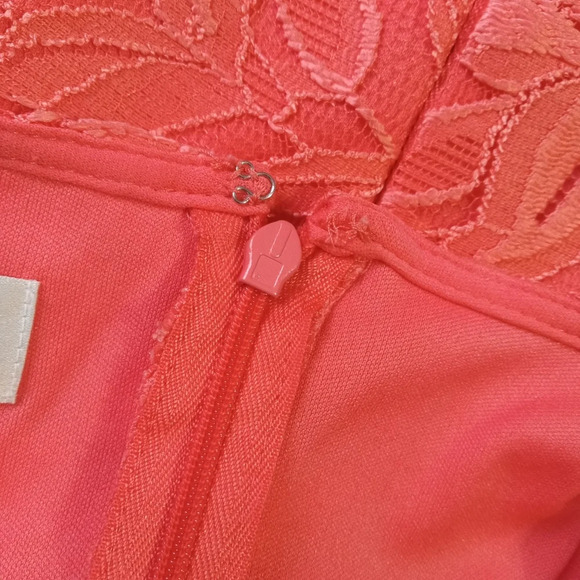 Kasper Orange Sleeveless Floral Lace Overlay Sheath Dress size 16 - Picture 6 of 11